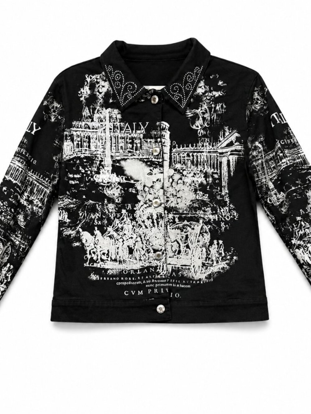 ITALY!! Cactus Black Jacket with White Graphic Print